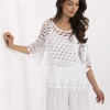 bluza-alba-crosetata-cu-maneci-trei-sferturi