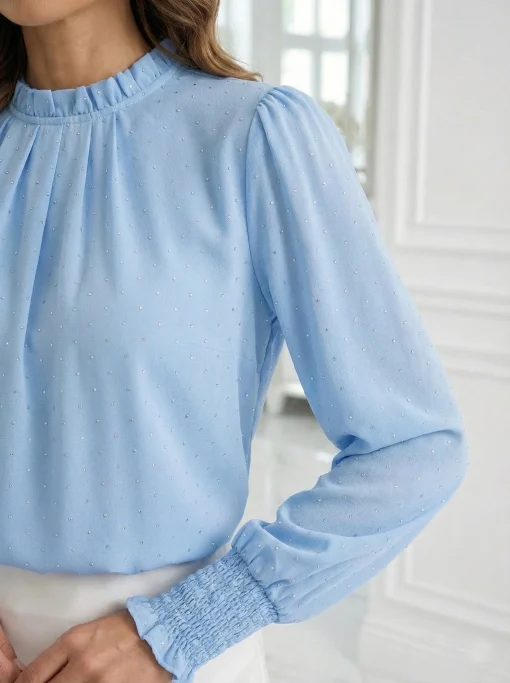bluza-bleu-eleganta-cu-strasuri-si-mansete-elastice