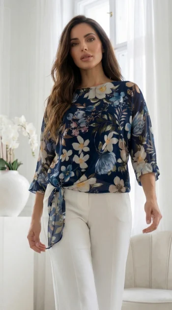 bluza-bleumarin-din-voal-cu-imprimeu-floral