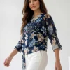 bluza-bleumarin-din-voal-cu-imprimeu-floral