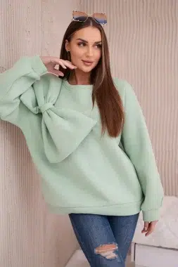 Bluza Bow Mint, cu funda oversize