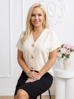 Bluza lejera cu nasturi aurii decorativi