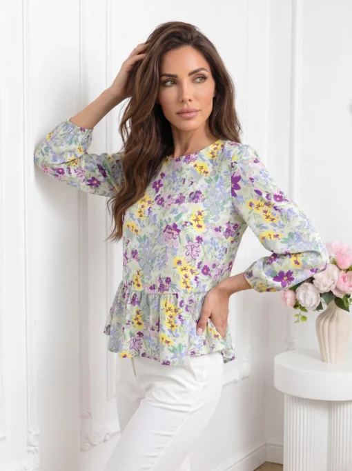 bluza-cu-imprimeu-floral-multicolor-si-volan-in-talie