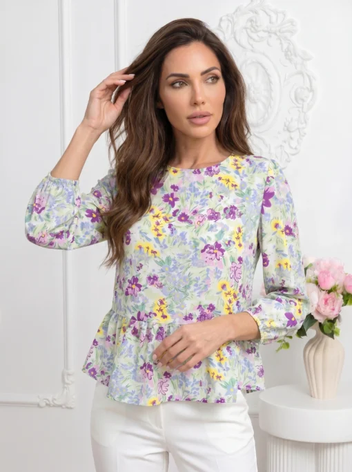 bluza-cu-imprimeu-floral-multicolor-si-volan-in-talie