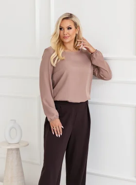 Bluza dama bej cu elastic la manseta si in talie