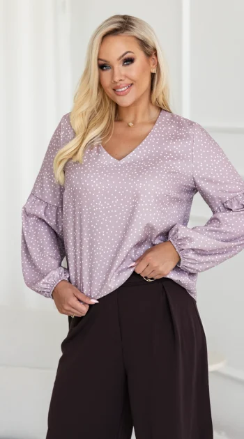 bluza-dama-bej-cu-imprimeu-buline-si-maneci-bufante