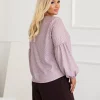 bluza-dama-bej-cu-imprimeu-buline-si-maneci-bufante