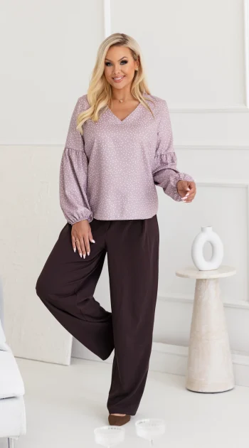 bluza-dama-bej-cu-imprimeu-buline-si-maneci-bufante