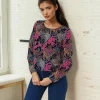 bluza-dama-bleumarin-cu-imprimeu-ornamental-multicolor
