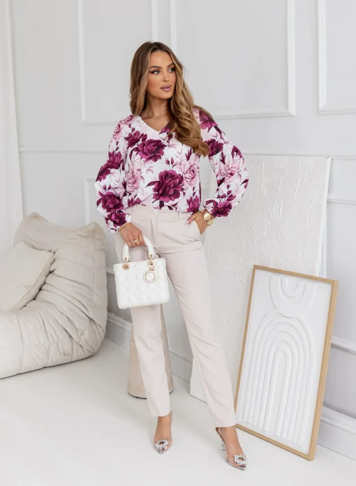 bluza-dama-cu-imprimeu-floral-mov-si-maneci-bufante