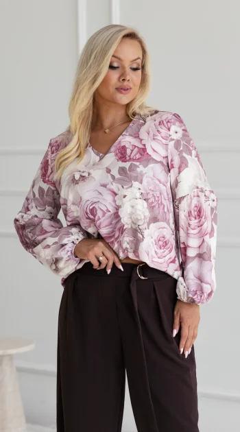 bluza-dama-cu-imprimeu-floral-roz-si-maneci-bufante