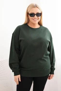Bluza dama din bumbac marime mare verde inchis