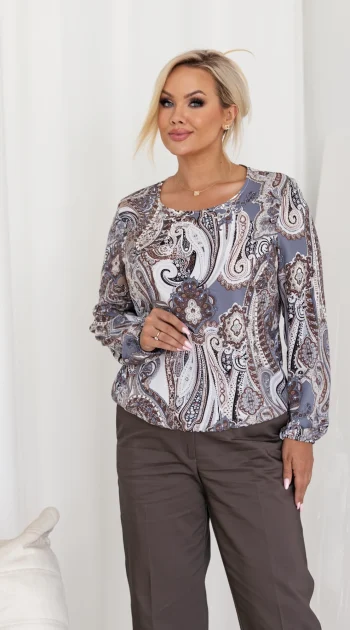 bluza-dama-gri-cu-imprimeu-ornamental-si-elastic-in-talie