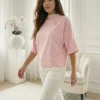 bluza-dama-roz-cu-brosa-floare-aurie