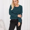 bluza-dama-verde-inchis-cu-elastic-la-manseta-si-in-talie