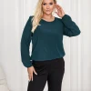 bluza-dama-verde-inchis-cu-elastic-la-manseta-si-in-talie