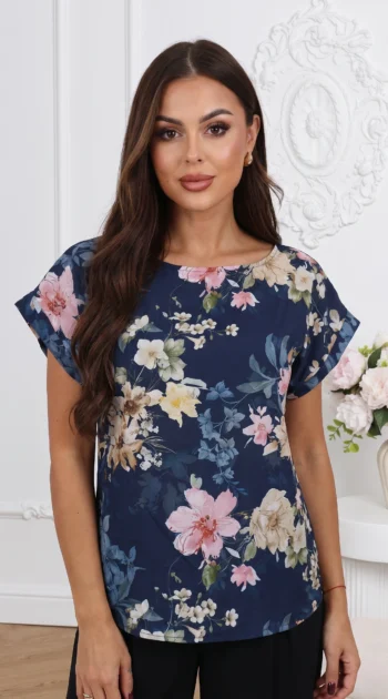 bluza-din-bumbac-cu-imprimeu-floral-si-maneci-scurte