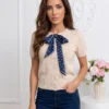 bluza-din-tricot-fin-cu-funda-decorativa-si-maneca-scurta