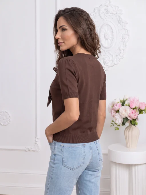 bluza-din-tricot-fin-cu-funda-decorativa-si-maneca-scurta