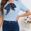 bluza-din-tricot-fin-cu-funda-decorativa-si-maneca-scurta