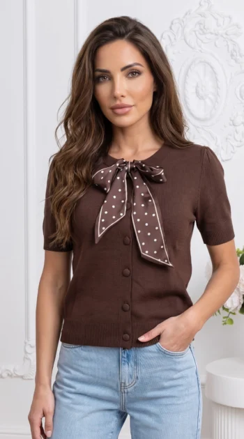 bluza-din-tricot-fin-cu-funda-decorativa-si-maneca-scurta