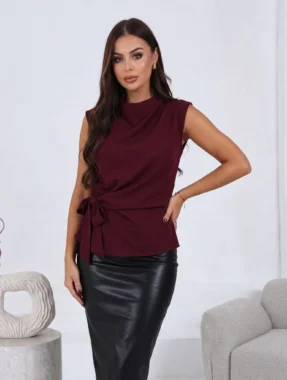 Bluza eleganta bordo cu funda laterala
