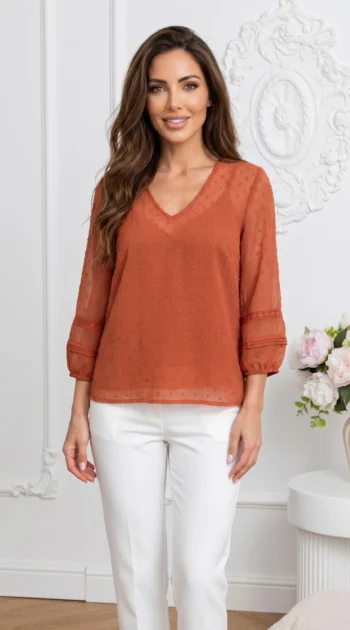 bluza-eleganta-caramiziu-cu-buline-in-relief