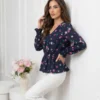 bluza-eleganta-cu-decolteu-in-v-imprimeu-floral-si-talie-elastica