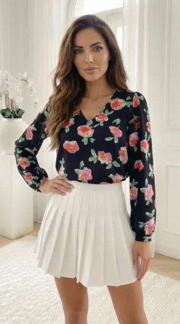bluza-eleganta-cu-decolteu-in-v-si-imprimeu-floral-trandafiriu