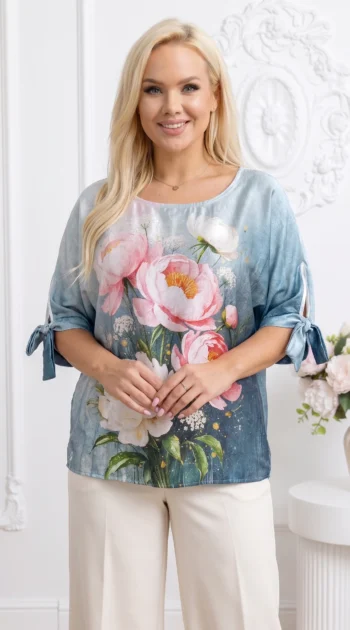 bluza-eleganta-cu-imprimeu-floral-si-funde-decorative-la-maneci-verde-universala