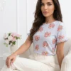 bluza-eleganta-cu-imprimeu-floral-si-maneci-scurte-cu-volane