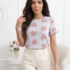 bluza-eleganta-cu-imprimeu-floral-si-maneci-scurte-cu-volane