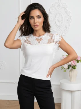 Bluza eleganta din bumbac cu dantela crosetata