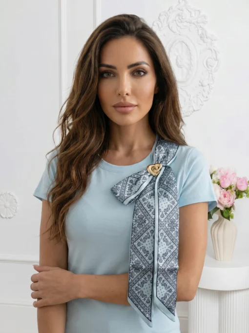 bluza-eleganta-din-bumbac-cu-detaliu-esarfa-si-accesoriu-auriu