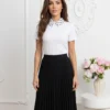 bluza-eleganta-din-bumbac-cu-guler-cu-buline