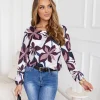 bluza-eleganta-din-bumbac-cu-imprimeu-floral-si-guler-rotund