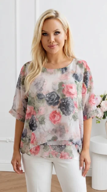 bluza-eleganta-din-voal-cu-trandafiri-roz-gri-si-straturi-suprapuse