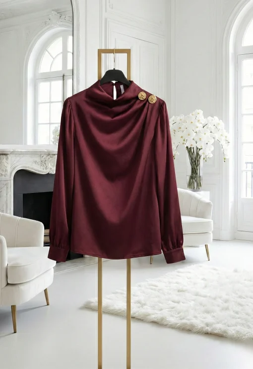 bluza-eleganta-satinata-bordo-cu-decolteu-drapat-si-nasturi-decorativi