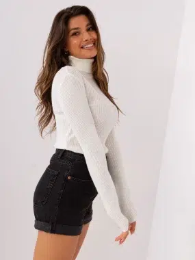 Bluza Emily White cu guler inalt