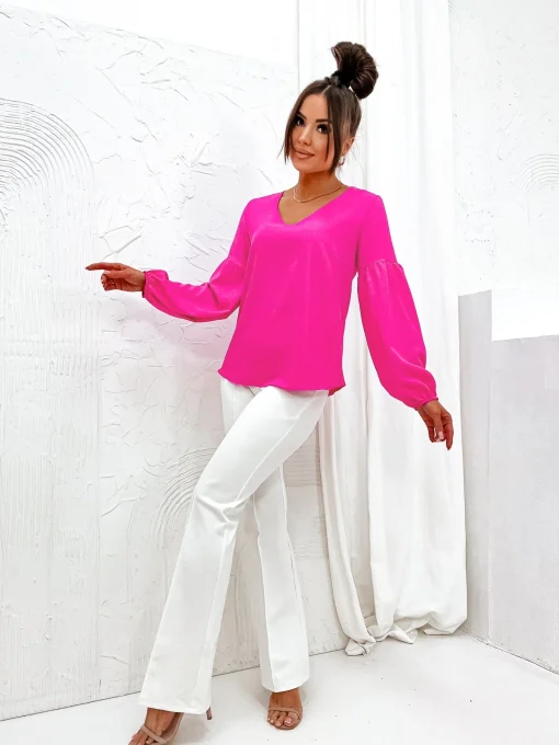 bluza-fucsia-cu-decolteu-in-v-si-maneci-bufante