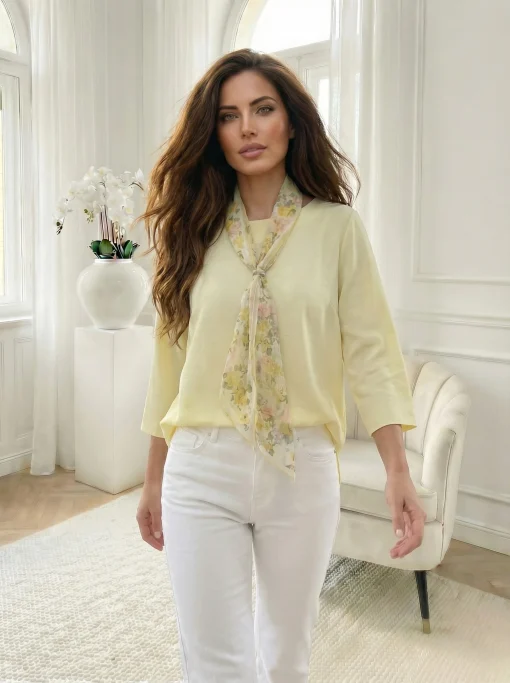 bluza-galben-pai-cu-esarfa-florala-detasabila