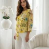 bluza-galbena-din-voal-cu-imprimeu-floral