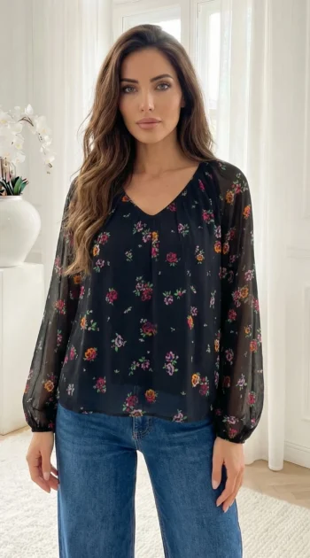 bluza-neagra-vaporoasa-cu-imprimeu-floral-si-maneci-bufante