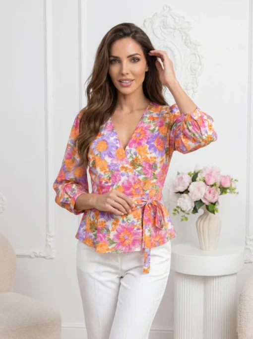 bluza-peplum-cu-imprimeu-floral-multicolor
