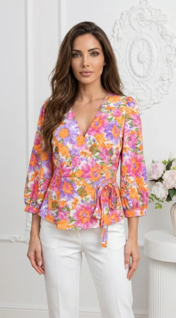 bluza-peplum-cu-imprimeu-floral-multicolor