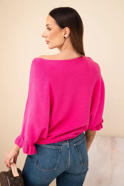 bluza-roz-fucsia-cu-maneci-tip-volan-si-decolteu-rotund