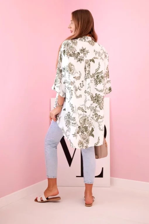 camasa-alba-lejera-cu-imprimeu-floral-kaki