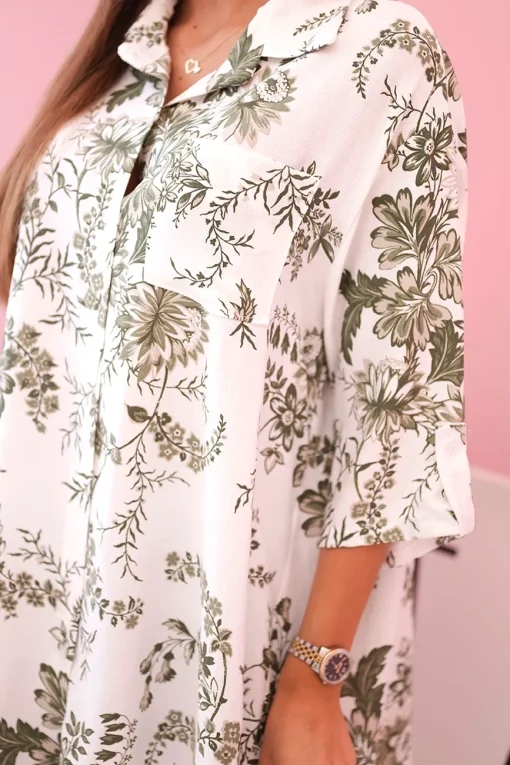 camasa-alba-lejera-cu-imprimeu-floral-kaki