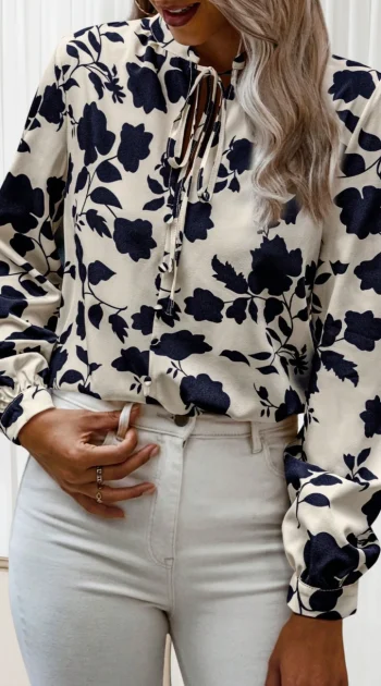camasa-bej-cu-imprimeu-floral-negru-si-snur-decorativ