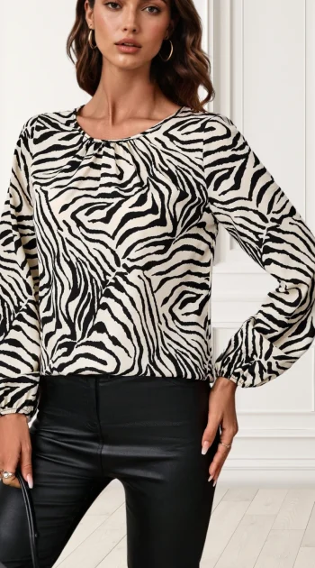 camasa-cu-animal-print-alb-negru